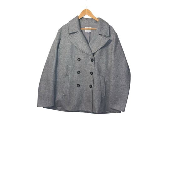 Old Navy Jackets & Blazers - Old Navy Peacoat Womens Gray Soft Brushed Notch Lapel Double Breasted Size XXL